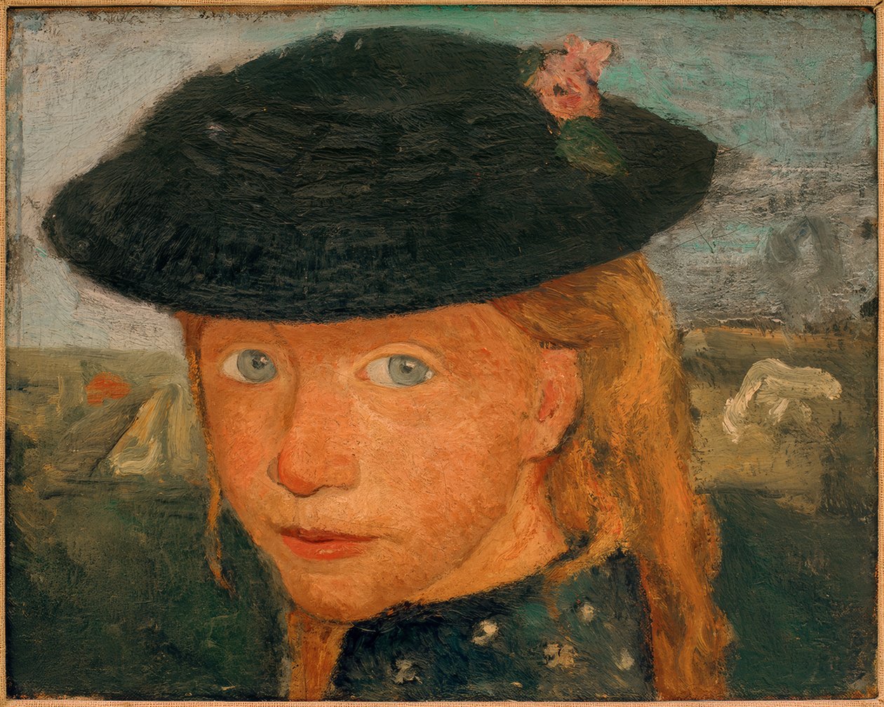 Głowa małej dziewczynki w słomkowym kapeluszu autorstwa Paula Modersohn Becker