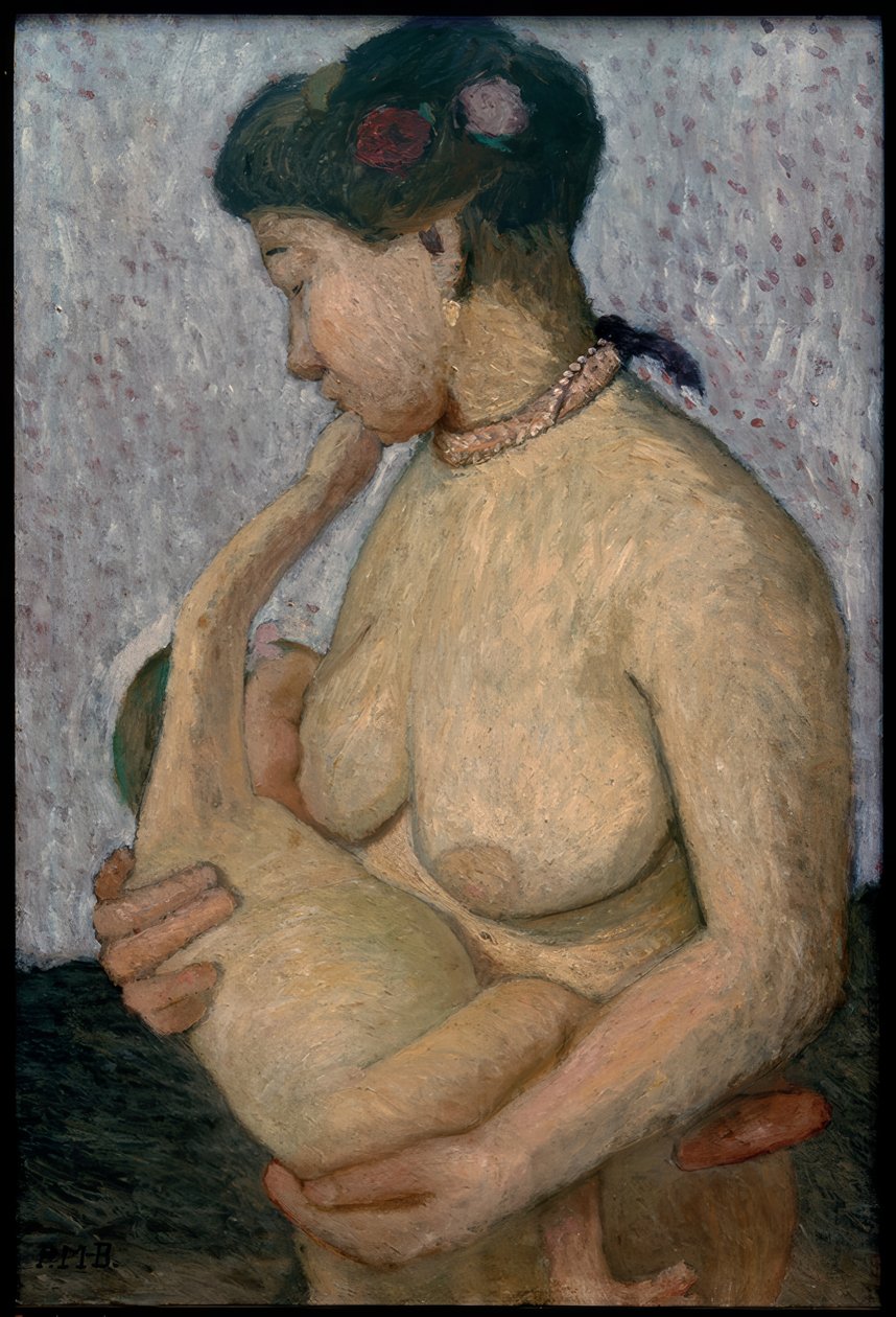 Matka z dzieckiem przy piersi, półnaga autorstwa Paula Modersohn Becker