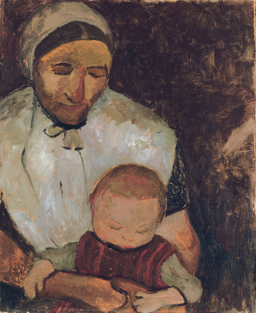 Posadzona kobieta z dzieckiem na Jej podołku; Siedząca wieśniaczka z dzieckiem na kolanach, 1903 autorstwa Paula Modersohn Becker