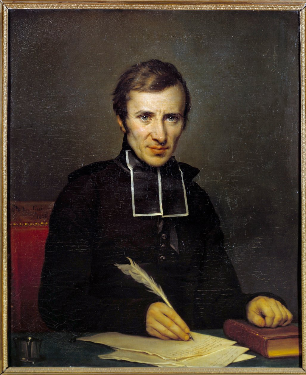 Portret Felicite Robert de Lamennais (1782-1854) Francuski pisarz. Obraz Jean-Baptiste Guerin Paulin (1783-1855) w 1826. Wersal, zamki wersalskie i Trianon autorstwa Paulin Jean Baptiste Guerin