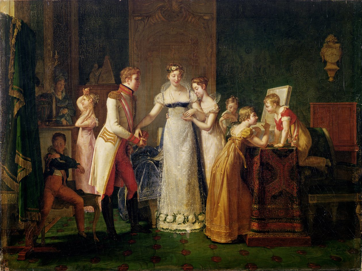 Marie-Louise (1791-1847) z Austrii żegnającej się z rodziną w Wiedniu, 13 marca 1810, 1812 autorstwa Pauline Auzou