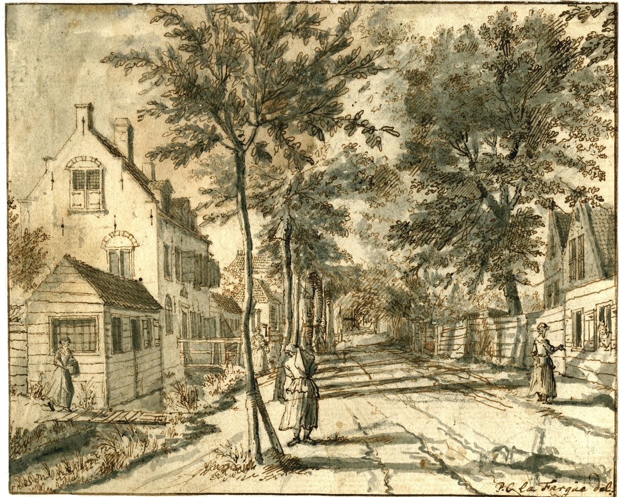 Bezuidenhoutseweg widziana w kierunku Herengracht, 1760 r. autorstwa Paulus Constantijn la Fargue