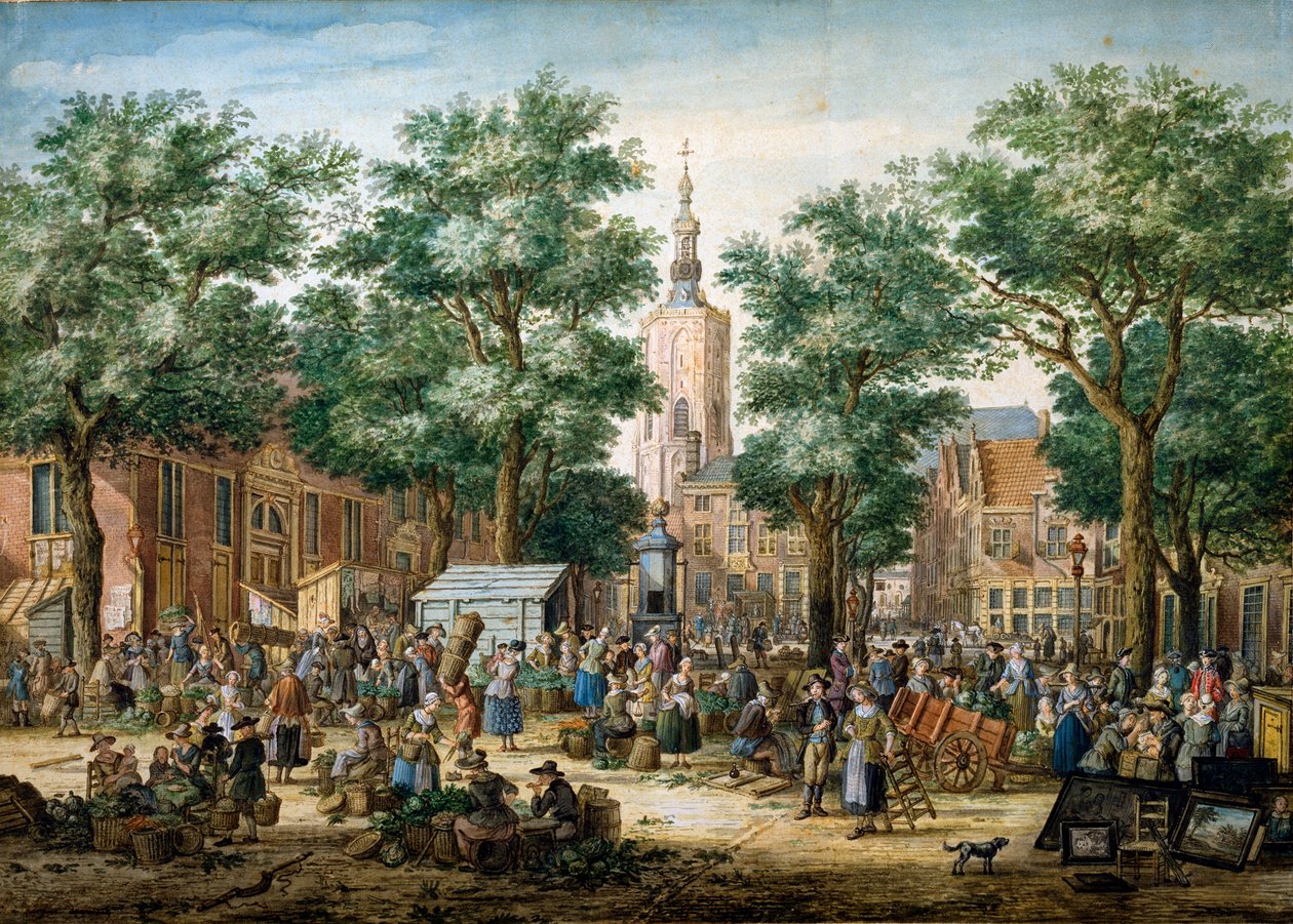 Wielki Zielony Rynek w Hadze, 1769 autorstwa Paulus Constantijn la Fargue