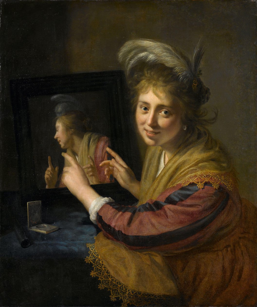 Dziewczyna w lustrze autorstwa Paulus Moreelse