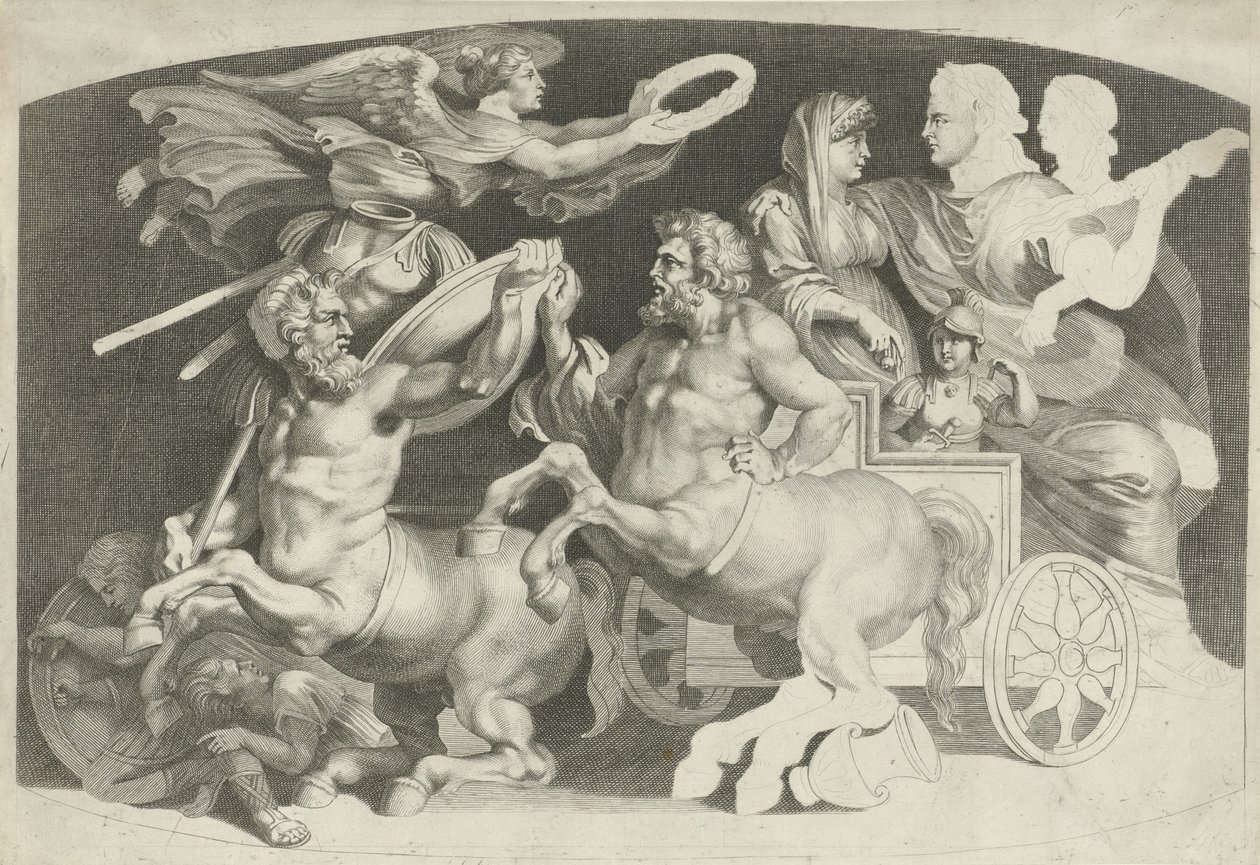 Camee spotkał się z triumfem van Germanicus en Agrippina Różne figury antycznych agatów, zaprojektowane przez Pietro Paolo Rubenii (tytuł serii) autorstwa Paulus Pontius (attributed to)