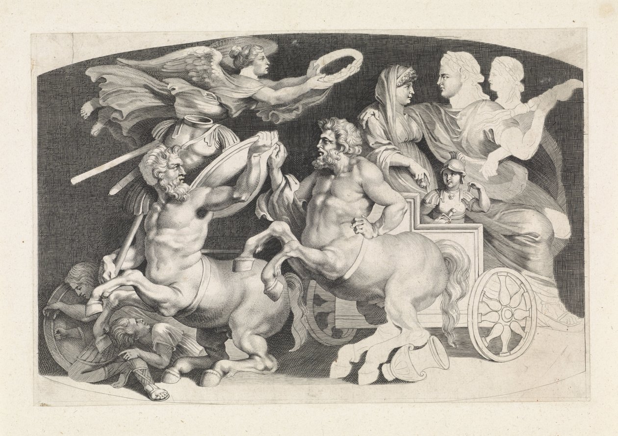 Camee spotkał się z triumfem van Germanicus en Agrippina Różne figury antycznych agatów, zaprojektowane przez Pietro Paolo Rubenii (tytuł serii) autorstwa Paulus Pontius (attributed to)