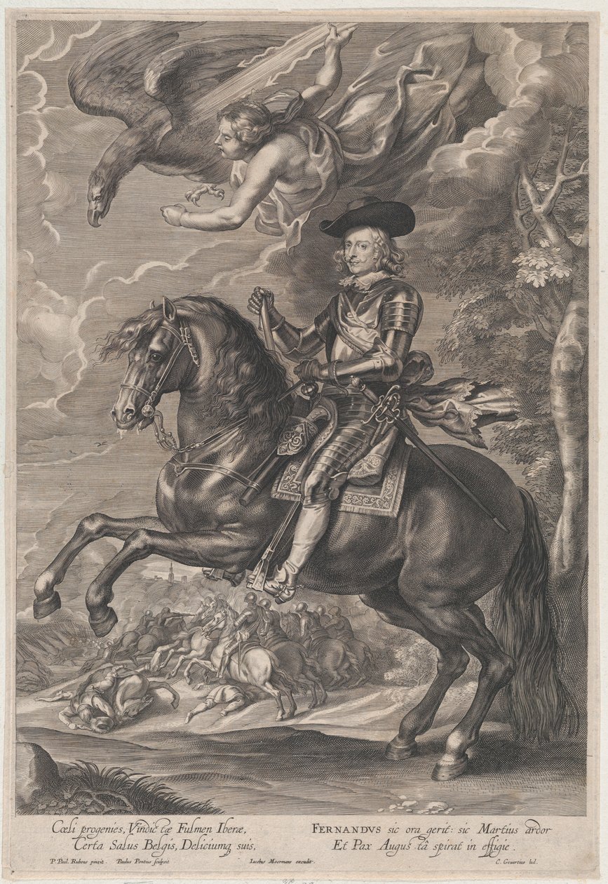Portret kardynała-dziecięcego Ferdynanda Austrii, na koniu, ca. 1640-53., ok. 1640-53. 1640-53. autorstwa Paulus Pontius