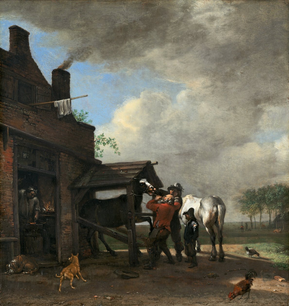 Kuźnia, 1648. autorstwa Paulus Potter