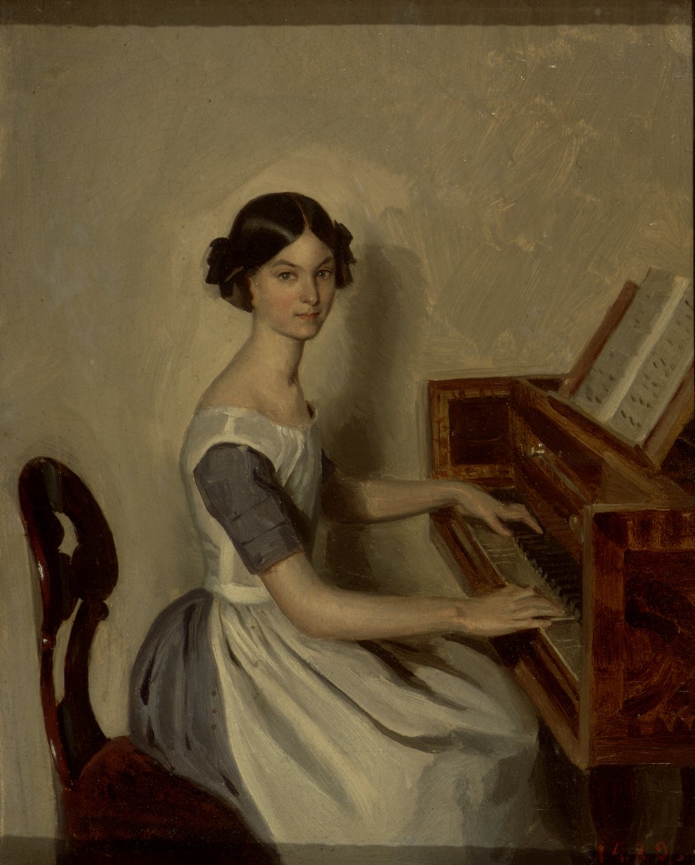 Portret Nadieżdy P. Żdanowicza przy fortepianie, 1849 autorstwa Pavel Andreevich Fedotov