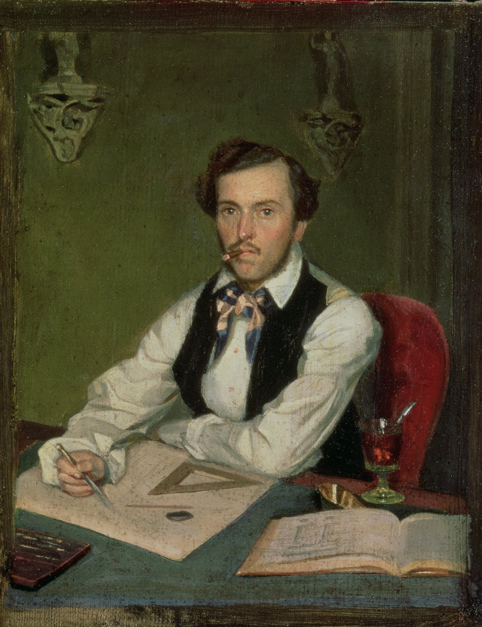 Portret architekta autorstwa Pavel Andreevich Fedotov
