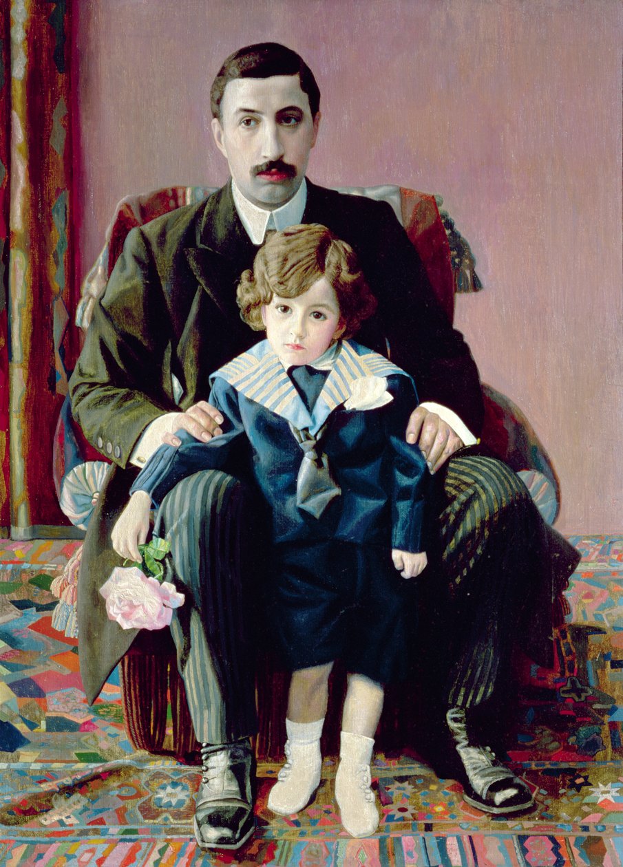 Portret Armana Frantsevicha Azibera i jego syna, 1915 autorstwa Pawel Nikolajewitsch Filonow