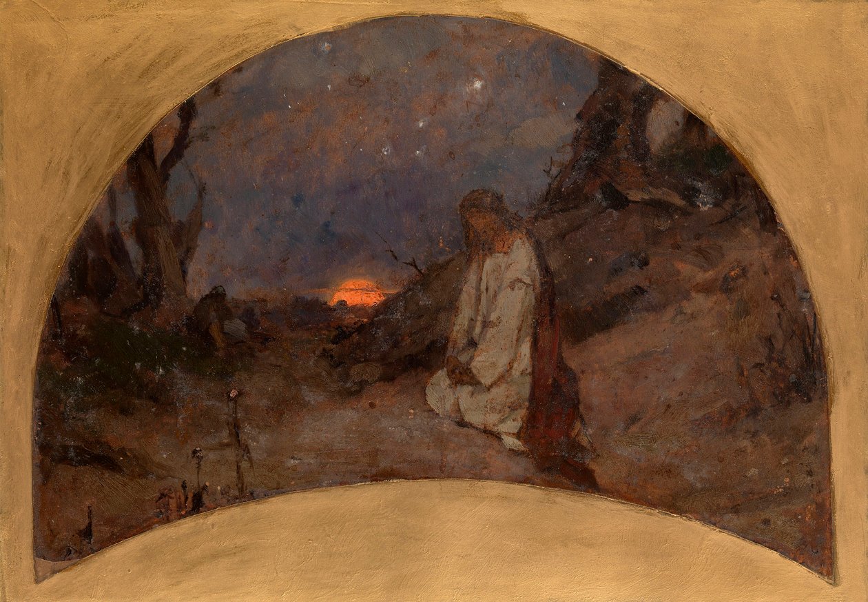 Agonia w Ogrodzie Oliwnym (Agonia w ogrodzie; szkic do katedry św. Włodzimierza w Kijowie) - Praca Pawła Aleksandrowicza Swedomskiego (Świedomskiego) (1849-1904) ), h autorstwa Pavel Alexandrovich Svedomsky