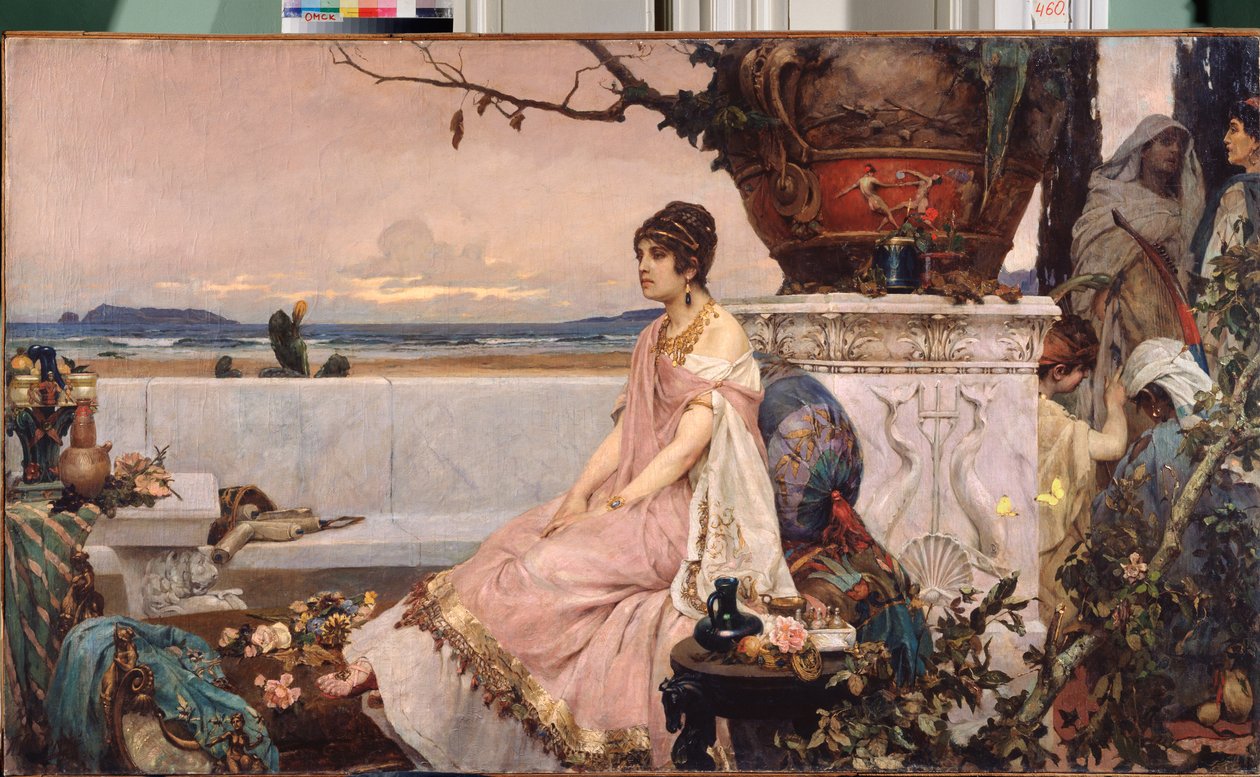 Femme romaine au puits (Rzymska kobieta przy studni) - Peinture de Pavel Alexandrovich Svedomsky (Svedomski) (1849-1904), huile sur toile, art russe autorstwa Pavel Alexandrovich Svedomsky