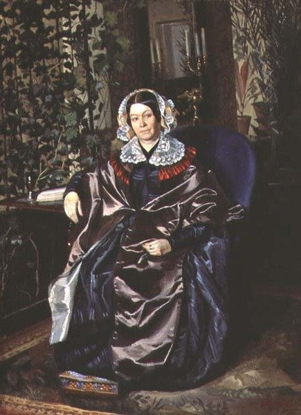 Portret Marii Pavlovny Druzhinina (zm. 1872) koniec lat 40. (olej na płótnie) autorstwa Pavel Andreevich Fedotov