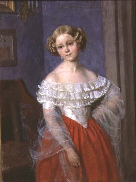 Portret Olgi Iwanowny Demonkali (1840-c.1927) 1851 (olej na płótnie) autorstwa Pavel Andreevich Fedotov