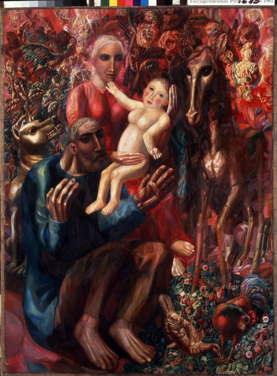 "Święta Rodzina" Obraz Pawła Nikołajewicza Filonova (1883-1941) 1914 Państwowe Muzeum Rosyjskie, Sankt Petersburg, Rosja autorstwa Pawel Nikolajewitsch Filonow