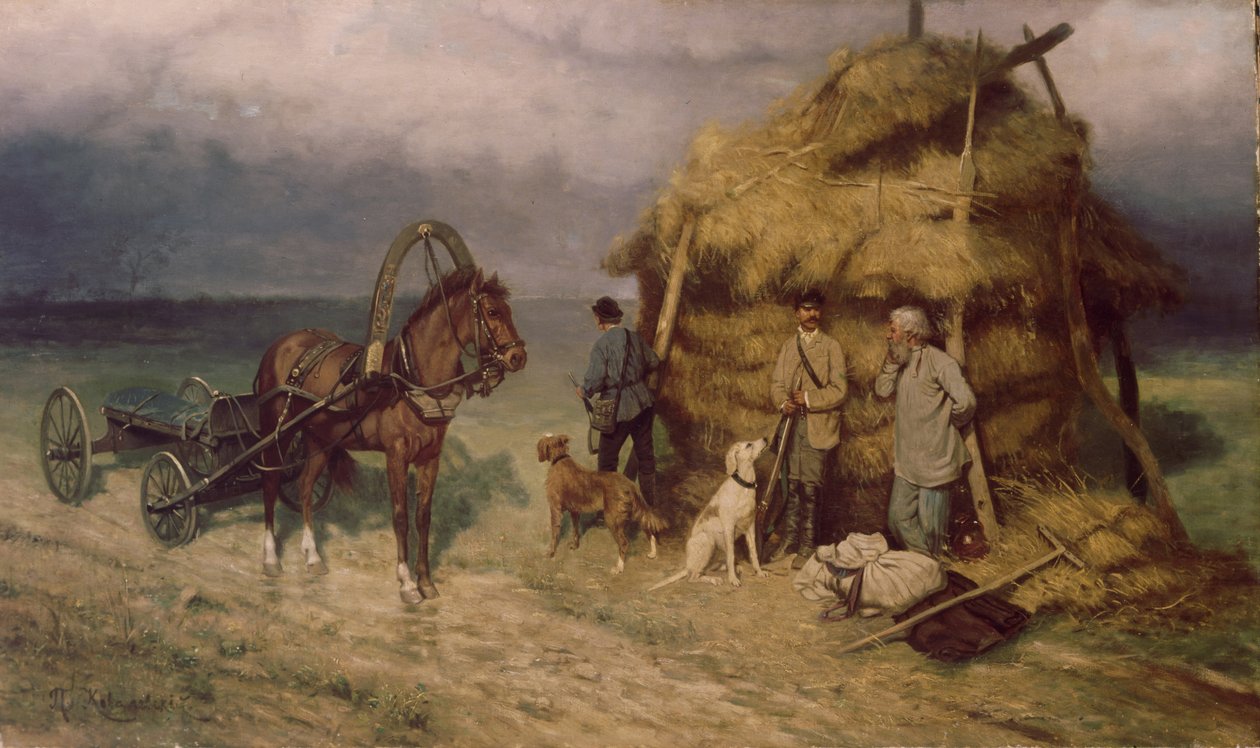 Łowcy złapani w burzę autorstwa Pavel Osipovich Kovalevsky