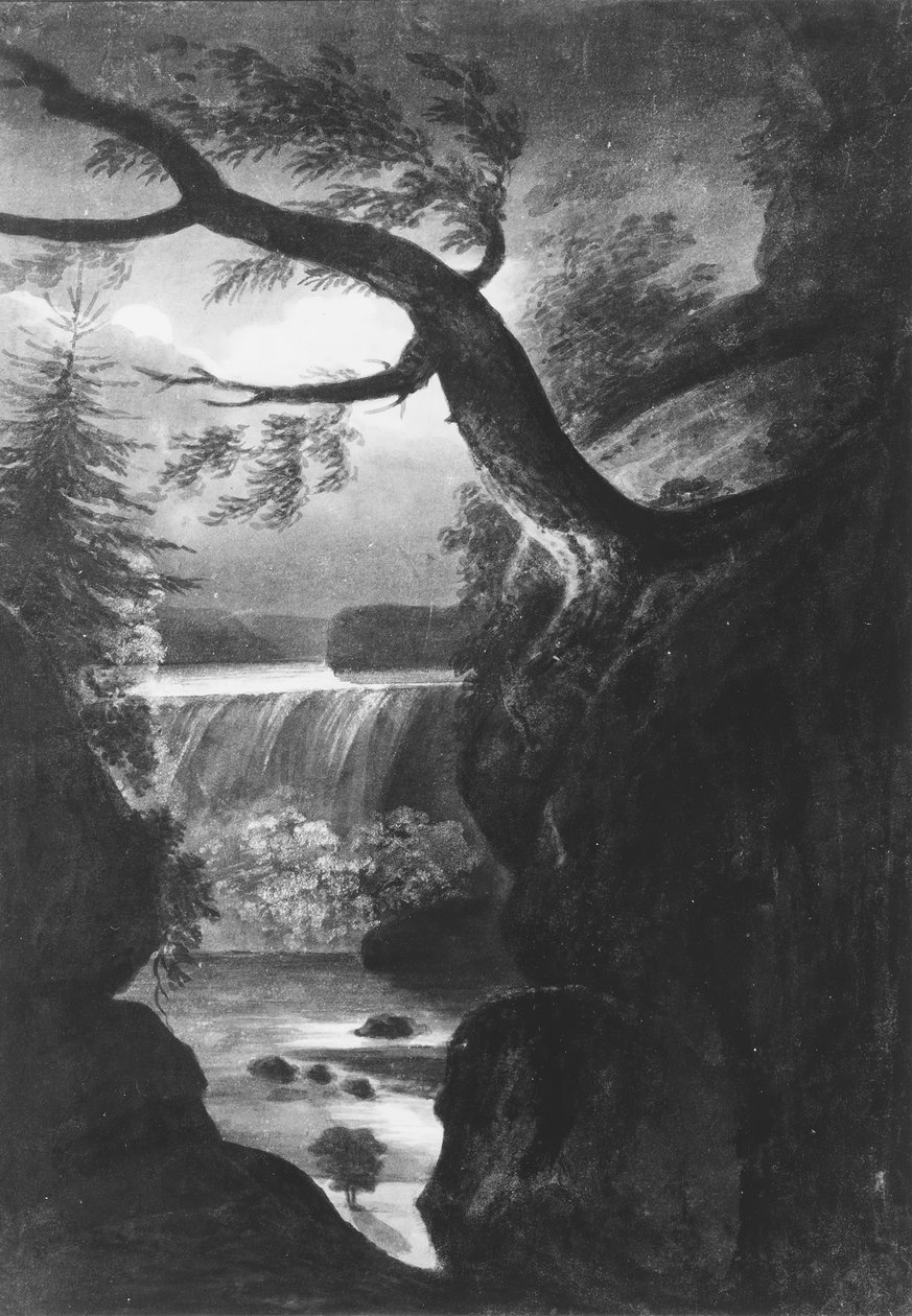 Wodospad Niagara — strona kanadyjska przy świetle księżyca, 1811-ca. 1813. autorstwa Pavel Petrovic Svin