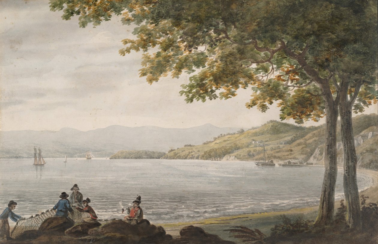 Rybacy Shad na brzegu rzeki Hudson, 1811-ca. 1813. autorstwa Pavel Petrovic Svin