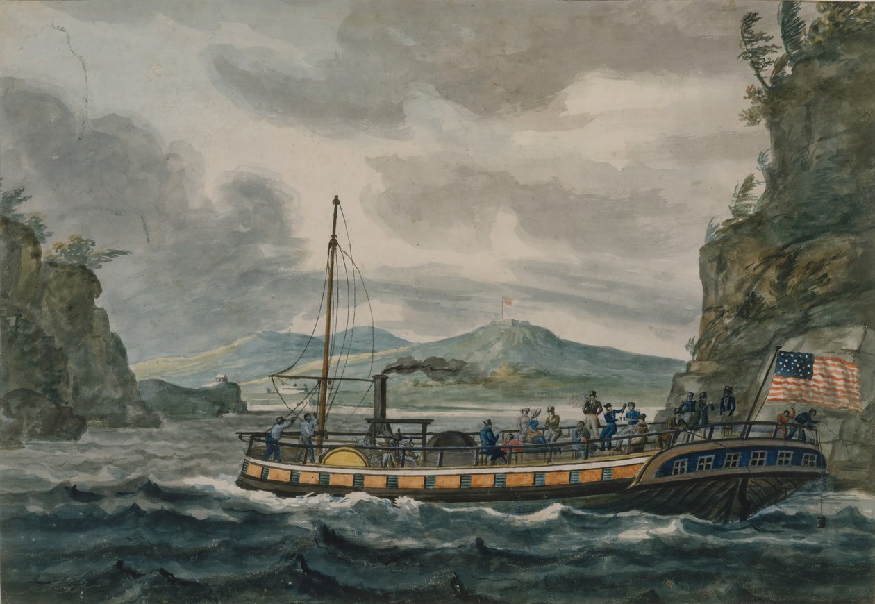 Podróż parowcem po rzece Hudson, 1811-ca.1813. autorstwa Pavel Petrovic Svin