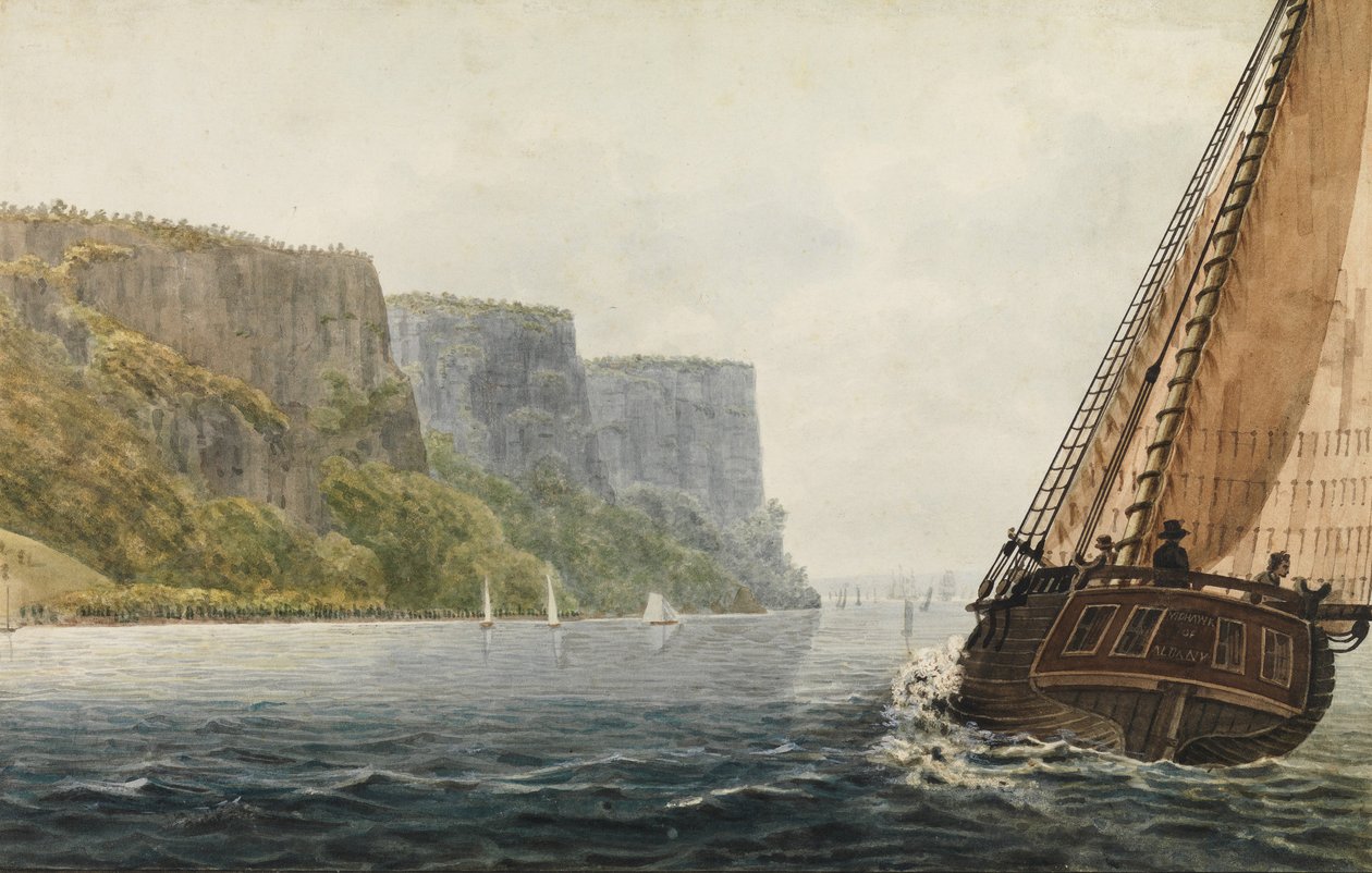 Packet Mohawk z Albany przechodzący przez palisady, 1811-ca. 1813. autorstwa Pavel Petrovic Svin