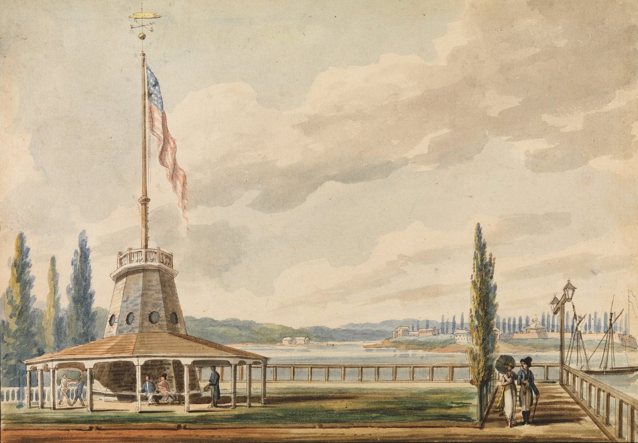 Pierwszy widok Nowego Jorku podróżnika — bateria i flagstaff, 1811-ca. 1813. autorstwa Pavel Petrovic Svin