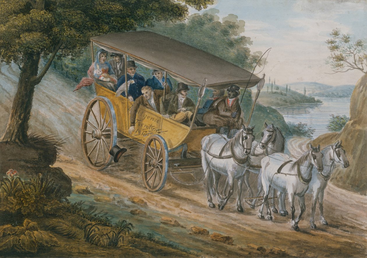 Podróż dyliżansem w pobliżu Trenton, New Jersey, 1811-ca. 1813. autorstwa Pavel Petrovic Svin