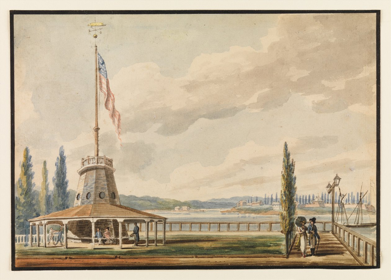 Pierwsze spojrzenie podróżnika na Nowy Jork - Bateria i Flagstaff autorstwa Pavel Petrovich Svinin