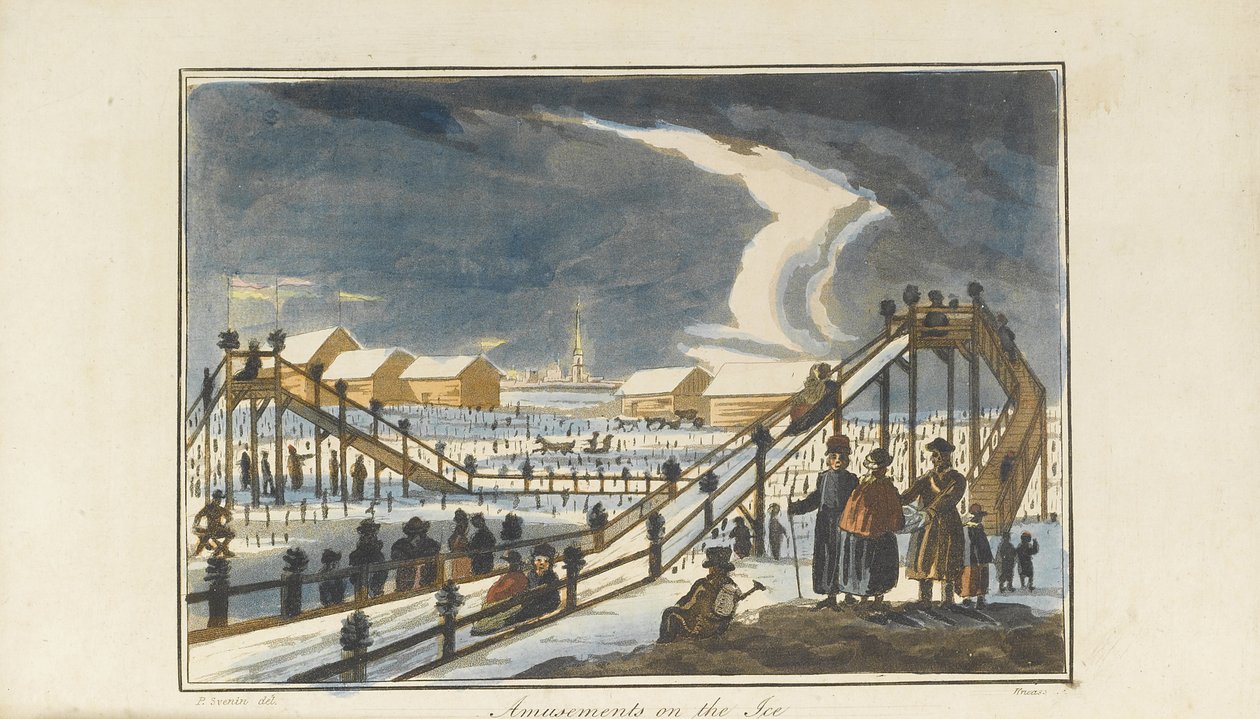 Zabawa na lodzie, 1813 autorstwa Pavel Petrovich Svinyin
