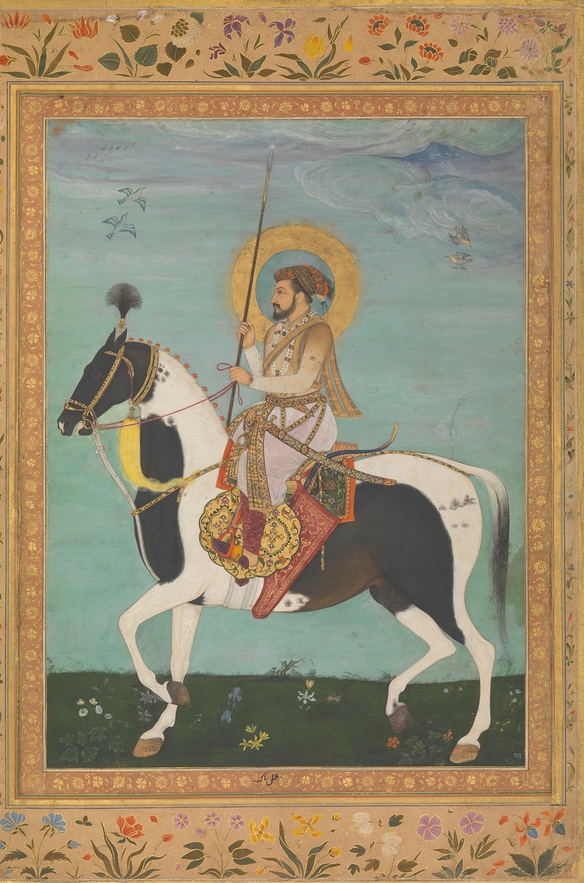 Shah Jahan na koniu, Folio z albumu Shah Jahan, verso: ca. 1630, prosto: ca. 1530-50. autorstwa Payag