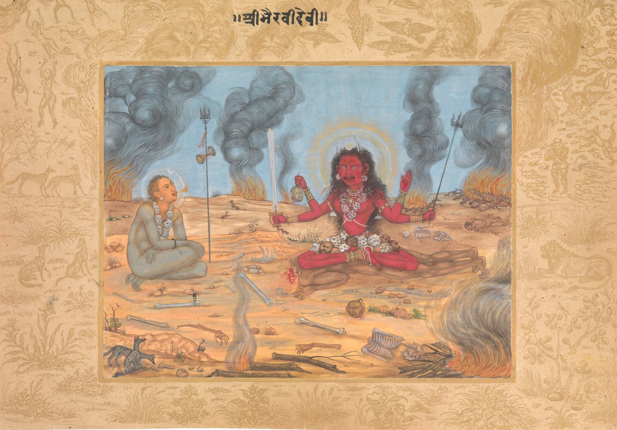 Bogini Bhairavi Devi z Shivą, Ka. 1630-35. autorstwa Payag.