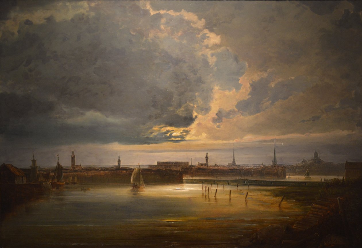 Księżycowy widok Sztokholmu autorstwa Peder Balke