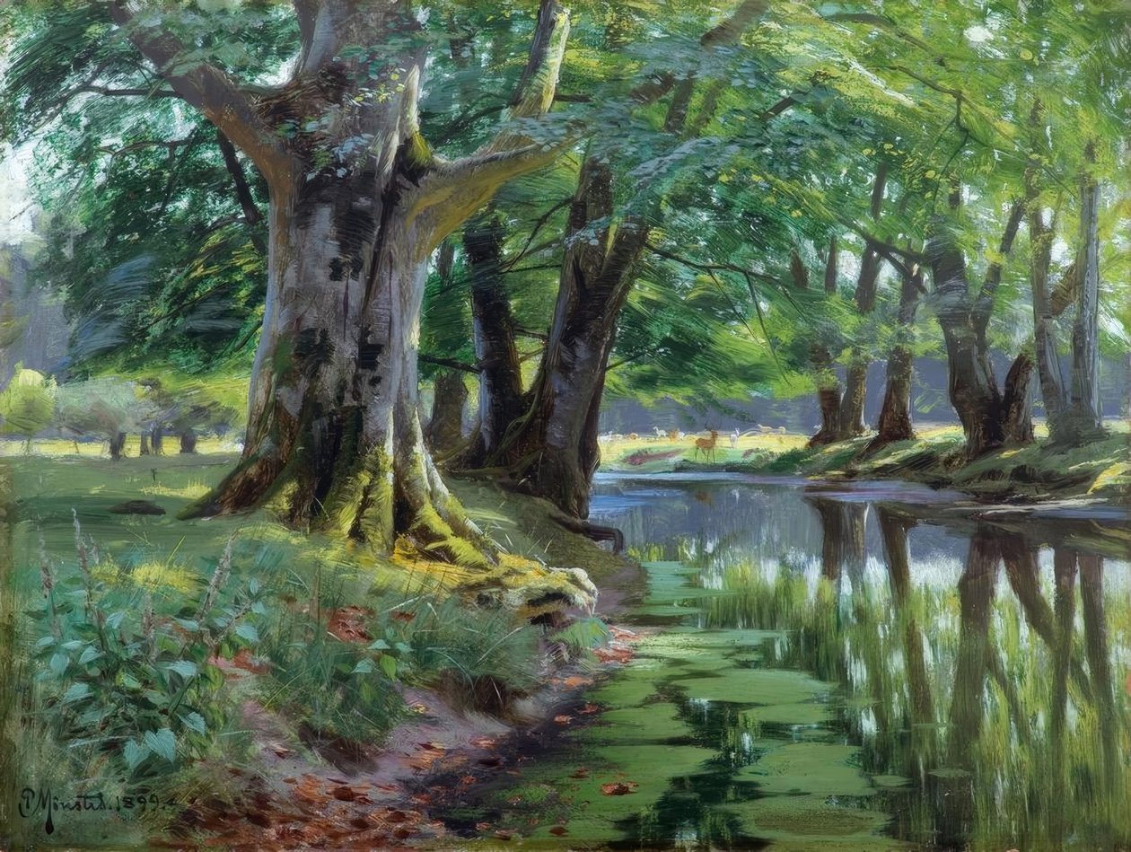 P.Mönsted, lato na leśnym potoku autorstwa Peder Monsted