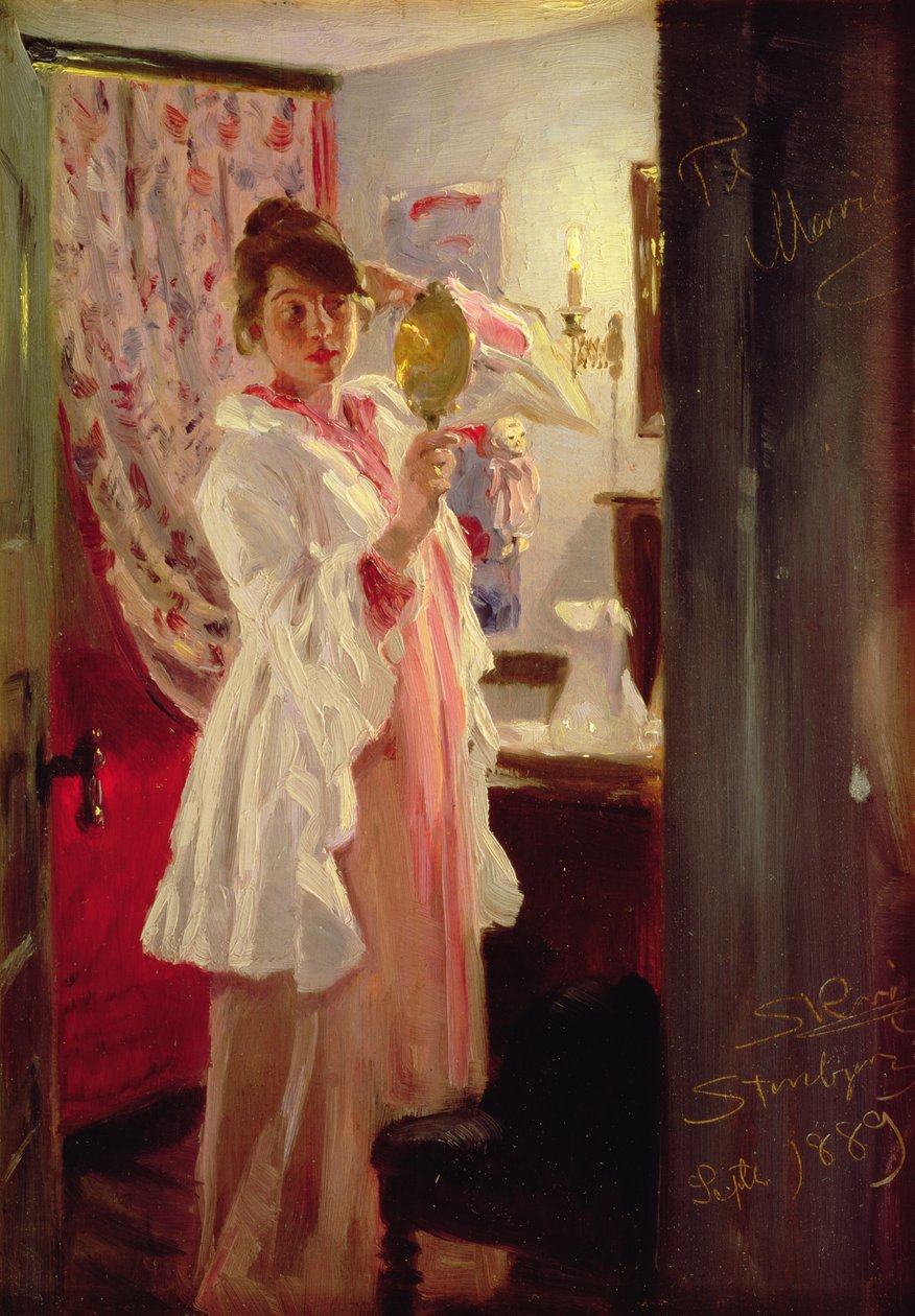 Wnętrze z żoną artysty, 1889 (panel) autorstwa Peder Severin Krøyer