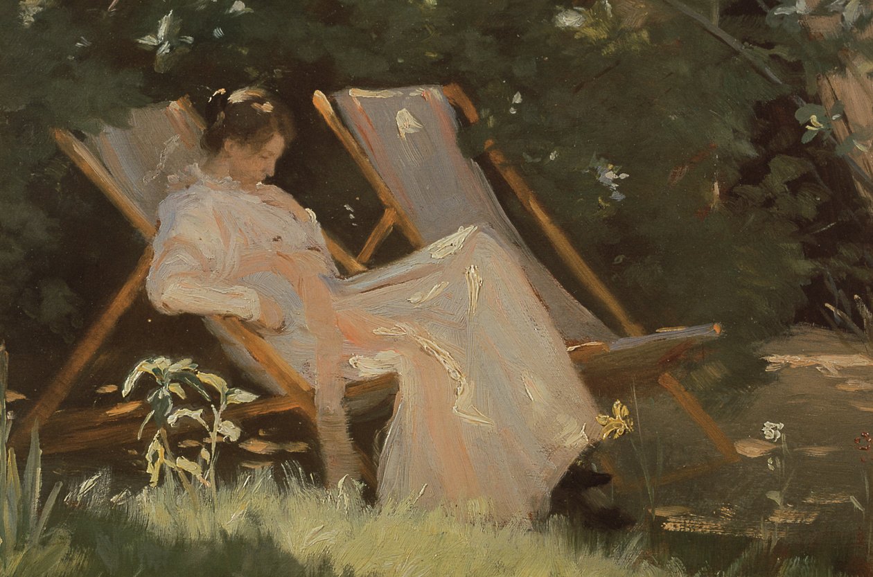 Żona artysty siedząca na krześle ogrodowym w Skagen, 1893 autorstwa Peder Severin Krøyer