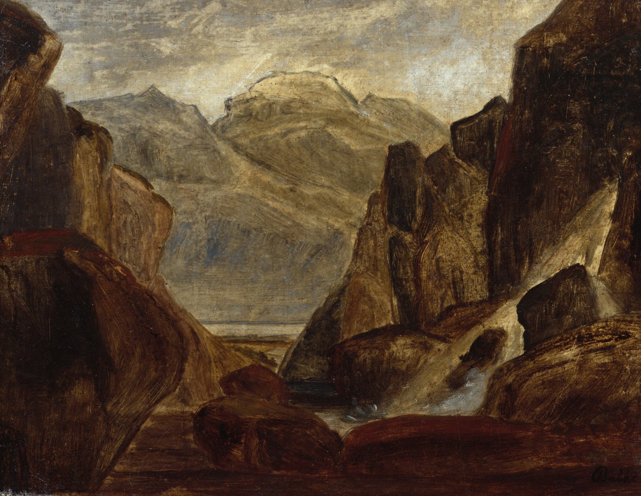 Pejzaż fiordowy z wodospadem (olej na płótnie) autorstwa Peder Balke