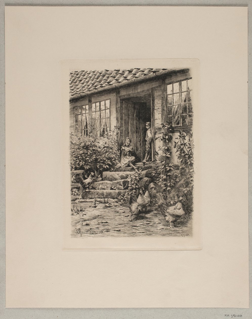 Dzieci na schodach autorstwa Peder Monsted