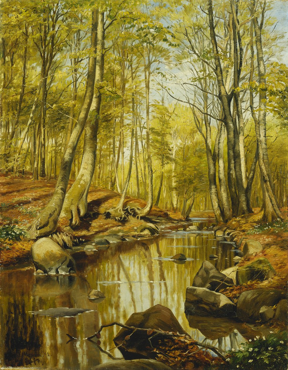 Zalesiony krajobraz rzeki autorstwa Peder Monsted