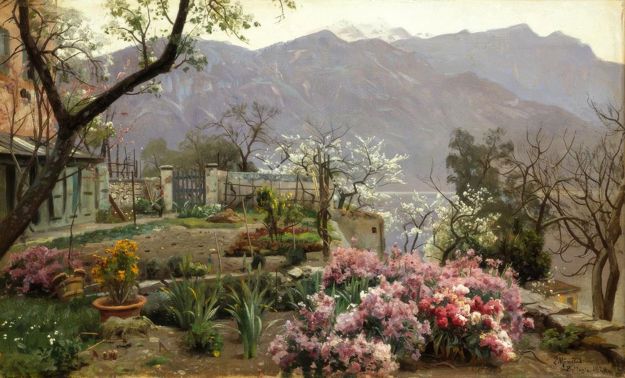 Ogród kwiatowy w pobliżu Bellagio autorstwa Peder Monsted