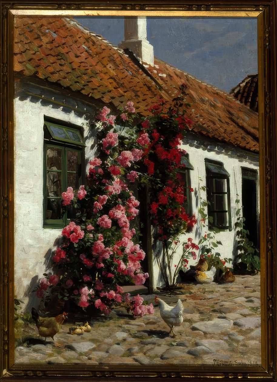 Róże pnące na farmie autorstwa Peder Monsted