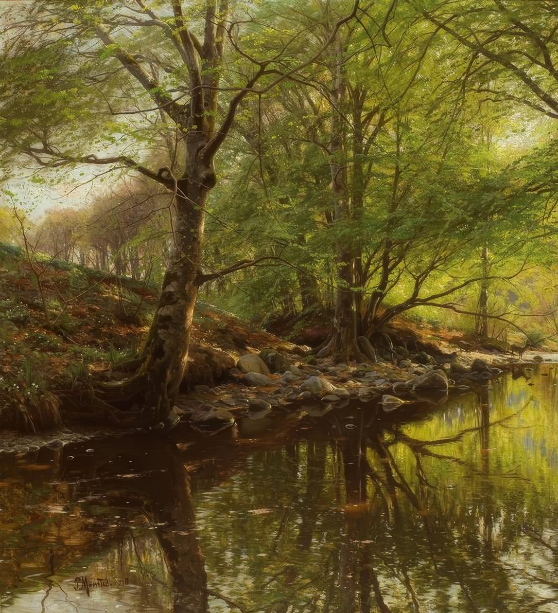 P.Mönsted, Waldbach wiosną autorstwa Peder Monsted