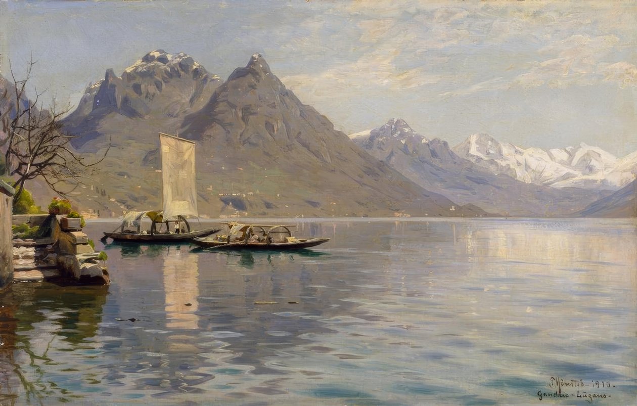 Słońce nad jeziorem Lugano autorstwa Peder Monsted
