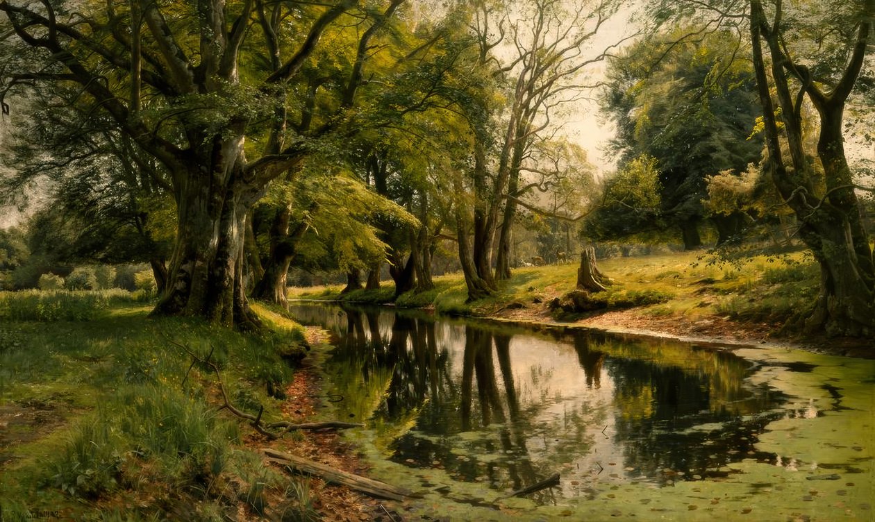 Niegazowana woda w lesie autorstwa Peder Monsted