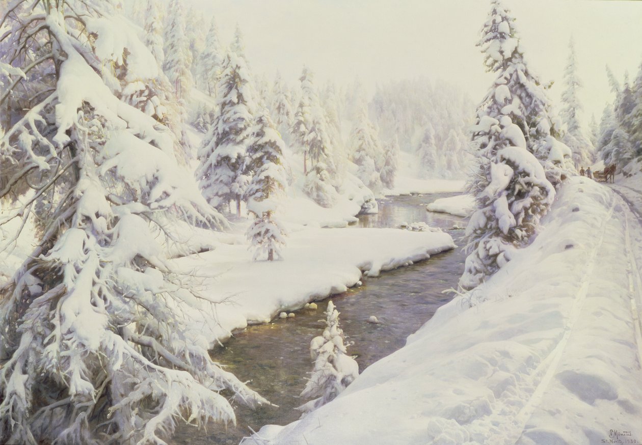 Zimowy krajobraz, St Moritz autorstwa Peder Monsted
