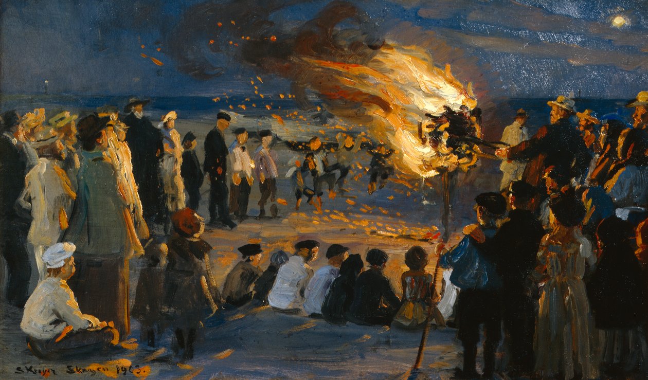 Letni pożar na plaży Skagens autorstwa Peder Severin Krøyer