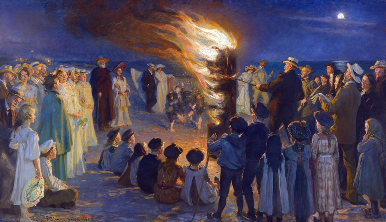 Veillee de Saint Jean sur la plage de Skagen (Dania) - Ognisko sylwestrowe na plaży Skagen, autor Kroyer, Peder Severin (1851-1909). Olej na płótnie. Wymiar: 149,5x257 cm. Muzeum Skagen autorstwa Peder Severin Krøyer