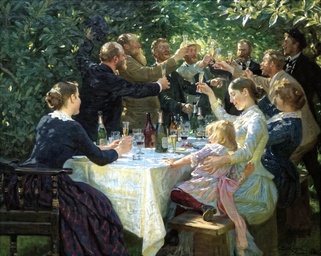 Duński:  Hip, hip, hurra! Impreza dla artystów w Skagen Hip, Hip, Hurra! autorstwa Peder Severin Krøyer