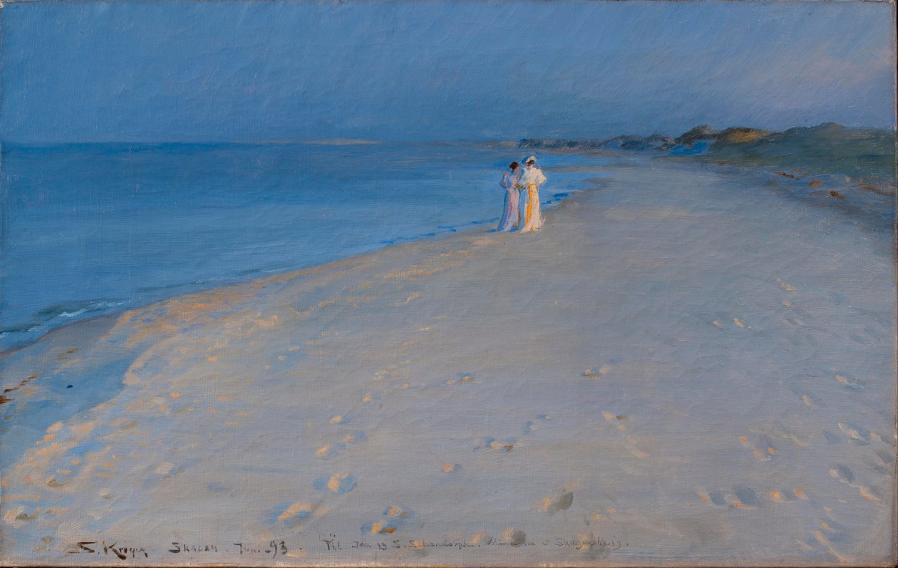 Duński:  Letni wieczór na południowej plaży w Skagen. Anna Ancher i Marie Letni wieczór na południowej plaży w Skagen. Anna Ancher i Marie Krøyer

 (opracowanie) autorstwa Peder Severin Krøyer