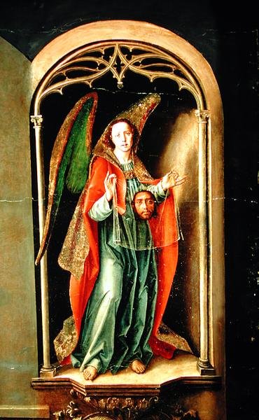 Anioł trzymający całun, fragment ołtarza św. Tomasza z Akwinu, 1510 autorstwa Pedro Berruguete