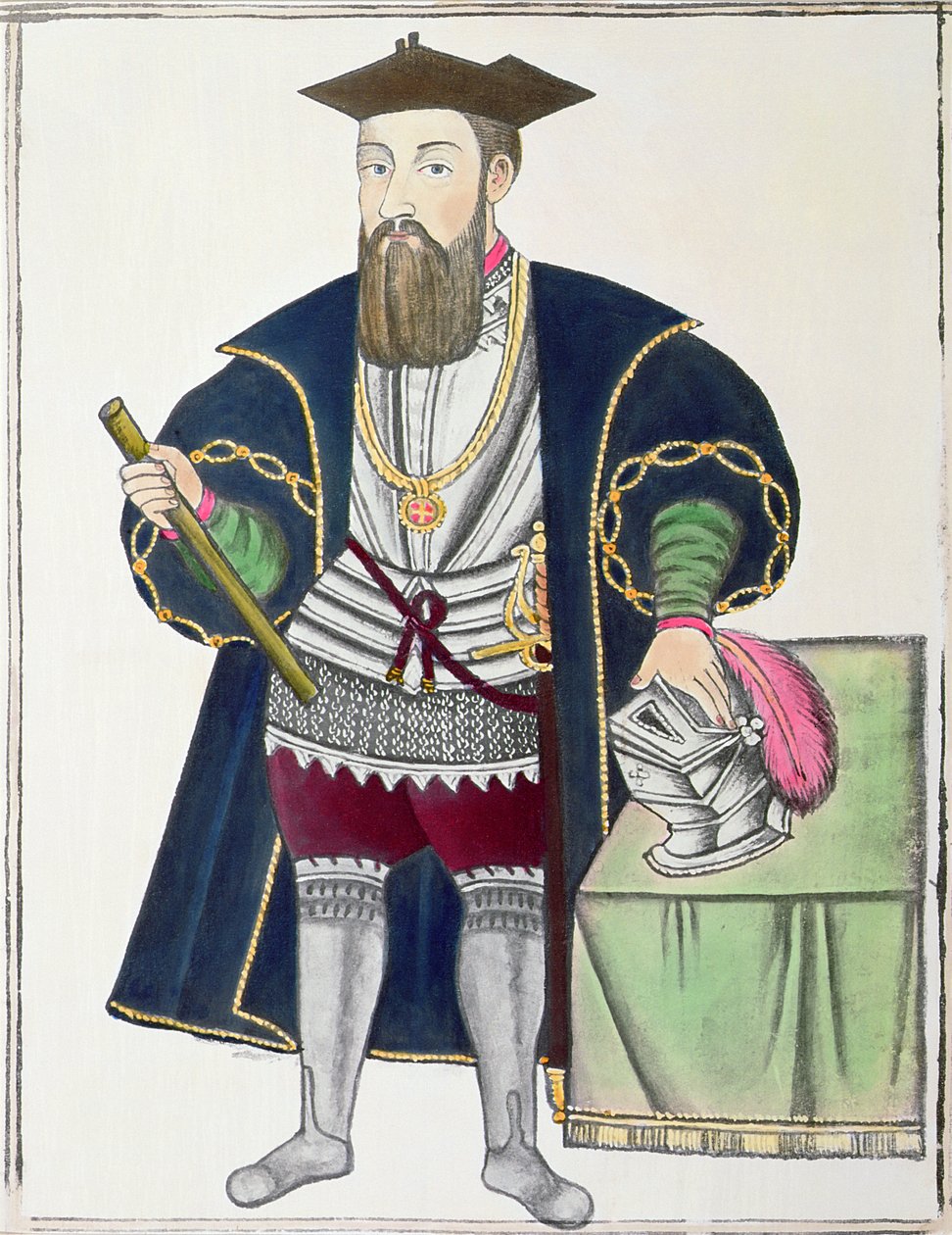 Portret Vasco de Gamy (gwasz na papierze) autorstwa Pedro Barretto de Resende